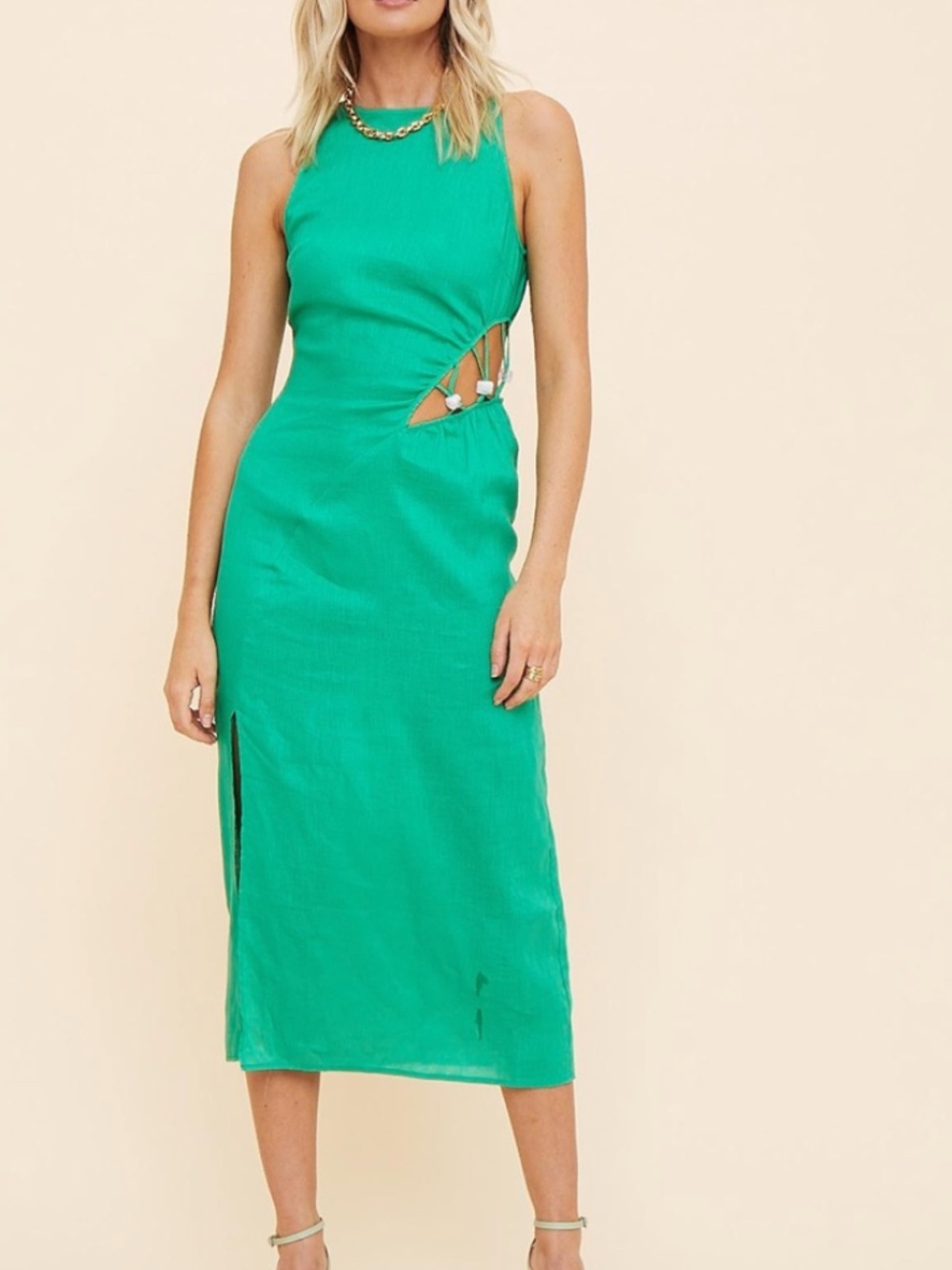 SUBOO ELODIE MIDI DRESS GREEN NWT